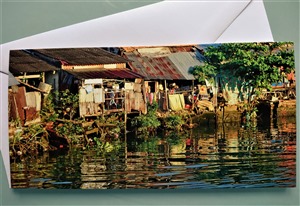 Faltkarte Dorf am Mekong