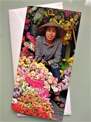 Faltkarte Blumenverkäuferin